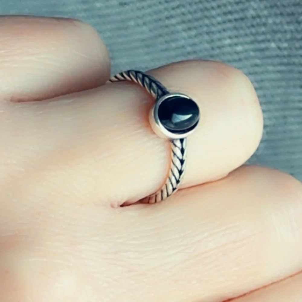 Sterling Silver Braided Onyx Ring
